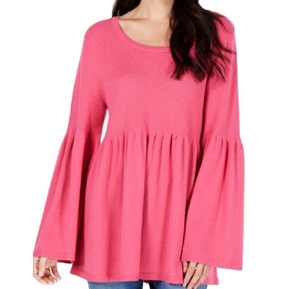 Style & Co. Sweaters - Style & Co. Pink Bell Sleeves Babydoll Sweater